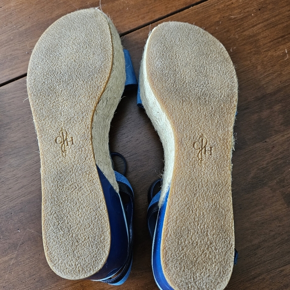 Cole Haan Admiral Platform Espadrille Blue Suede Open toe leather Sandals  10.5 - Picture 7 of 11